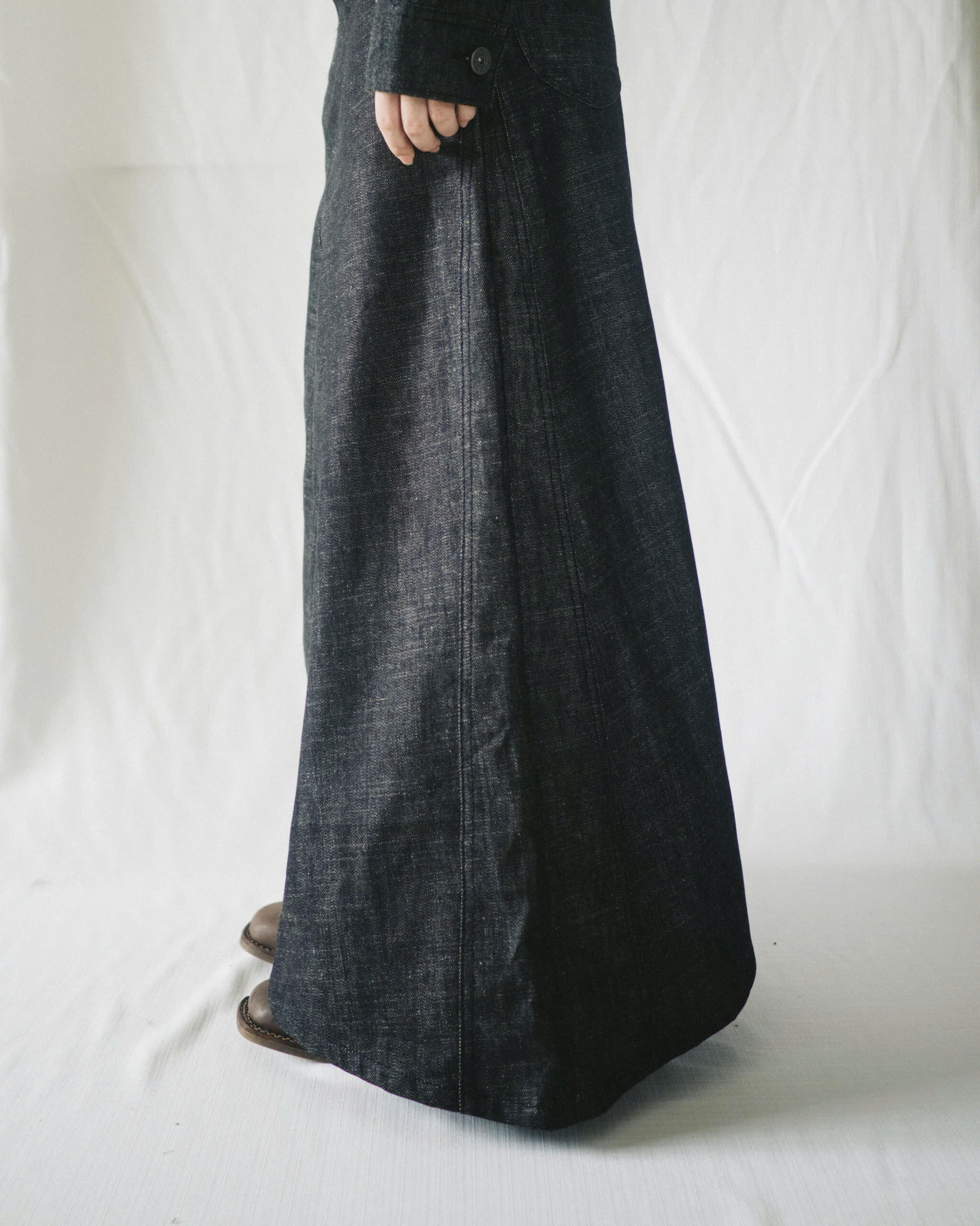 Selvedge Denim 10-Panel Maxi Skirt